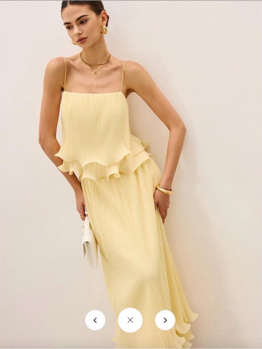 NWT Commense Butter Yellow Pleated Skirt Set - Medium - Picture 3 of 10